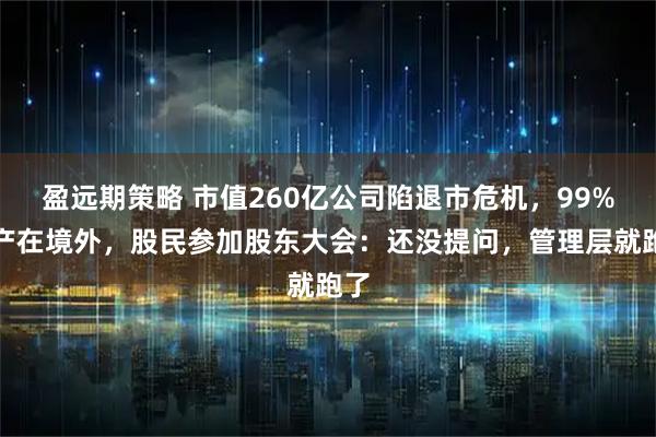 盈远期策略 市值260亿公司陷退市危机，99%资产在境外，股民参加股东大会：还没提问，管理层就跑了