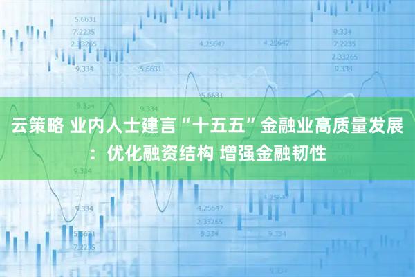云策略 业内人士建言“十五五”金融业高质量发展：优化融资结构 增强金融韧性